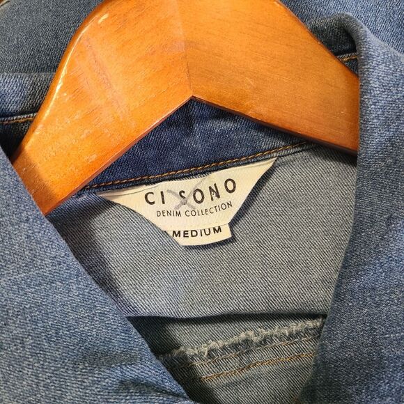 Ci Sono Denim Cropped Light Wash Denim Jean Jacket Size Medium - Picture 6 of 7